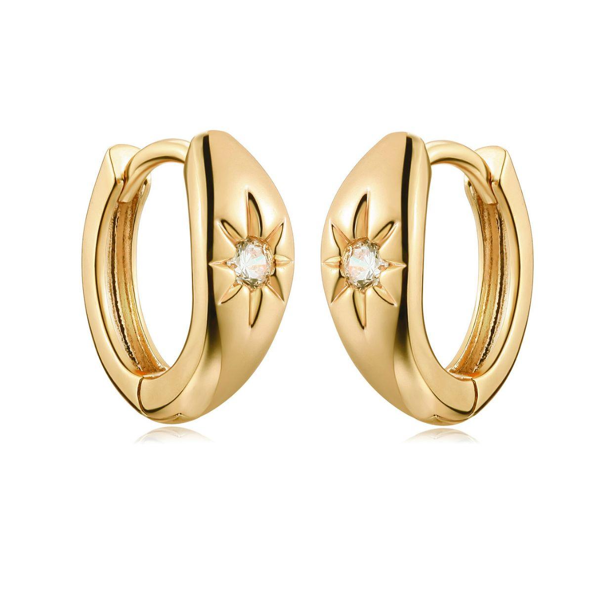 MYEARS® Star Stone Huggie Hoop Earrings in gold, stylish hoop earrings for women, perfect everyday wear