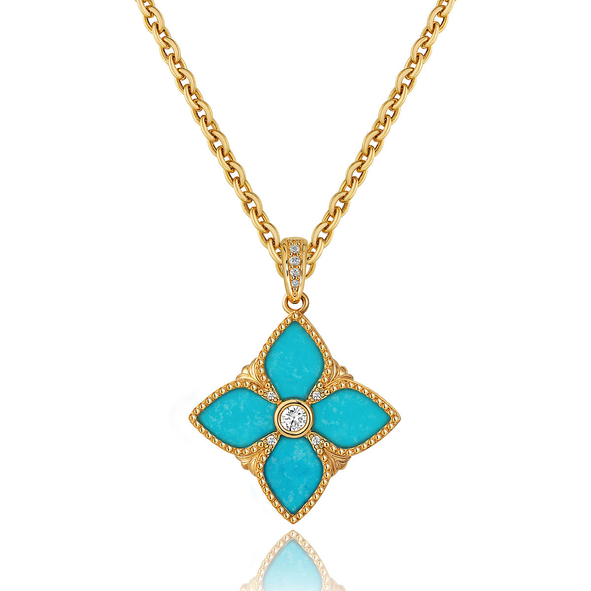 MYEARS Turquoise 4 Leaf Clover Necklace in gold, elegant design for women, lucky charm for everyday wear