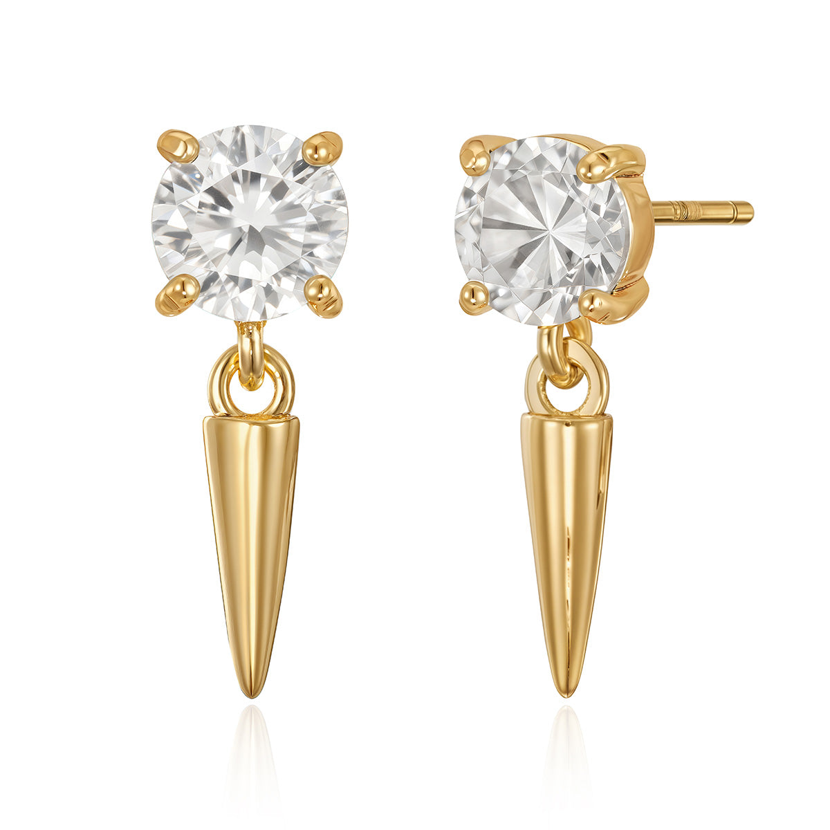 MYEARS® Zircon Cone Drop Stud Earrings for women, featuring elegant gold finish and sparkling zircon stones, perfect for everyday wear and gifting