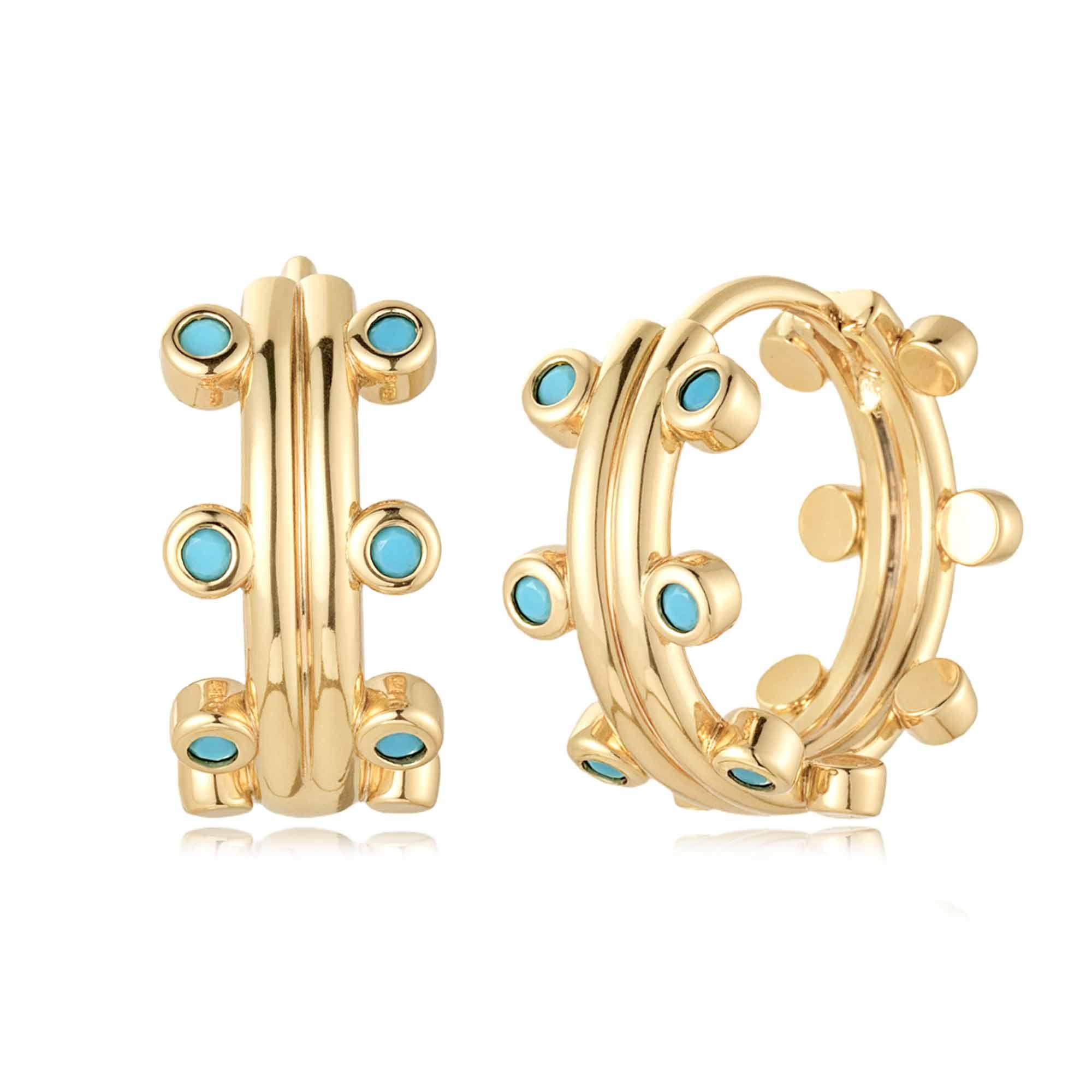 MYEARS® turquoise hoop earrings in gold for women, featuring vibrant turquoise accents and a timeless design for everyday wear or gifting