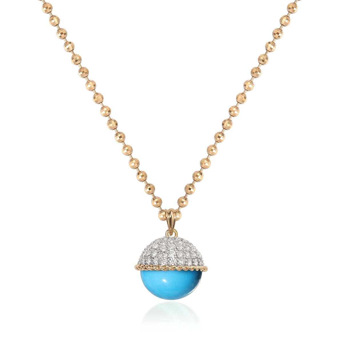 Gold Satellite Chain Natural Stone Pendant Necklace