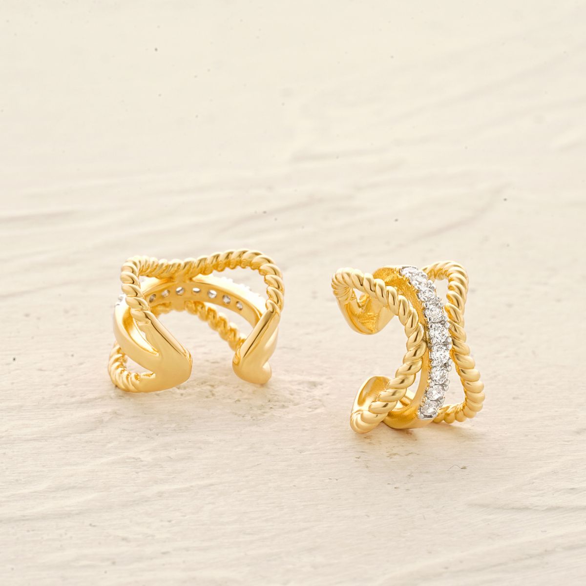 Cubic Zirconia Triple Split Ear Cuffs