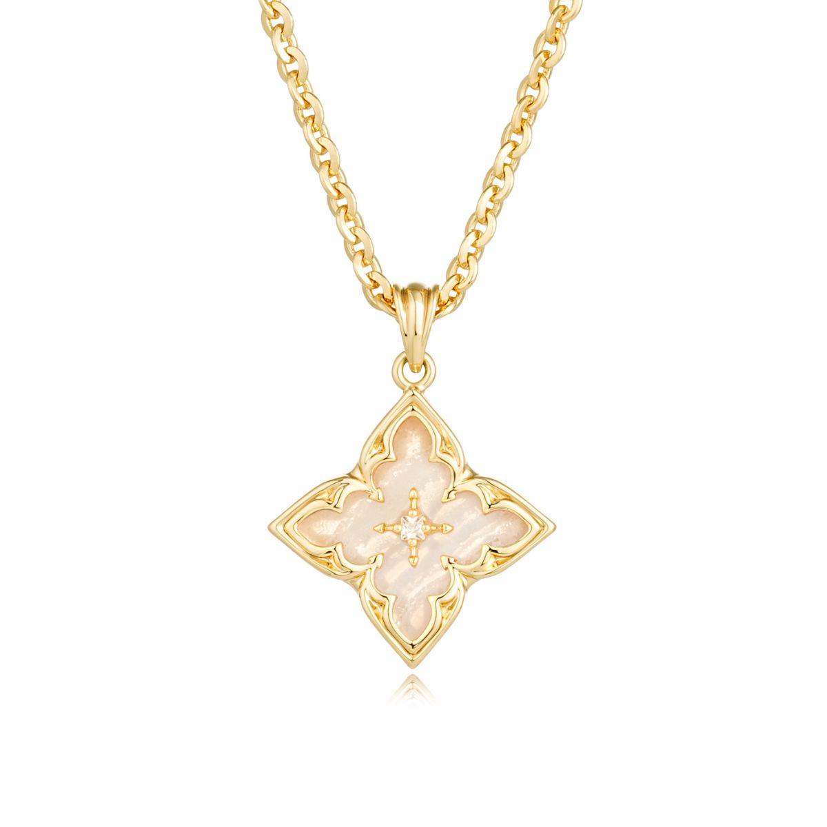 MYEARS Four Leaf Clover Shell Pendant Necklace in gold, elegant design for women, lucky charm for everyday wear