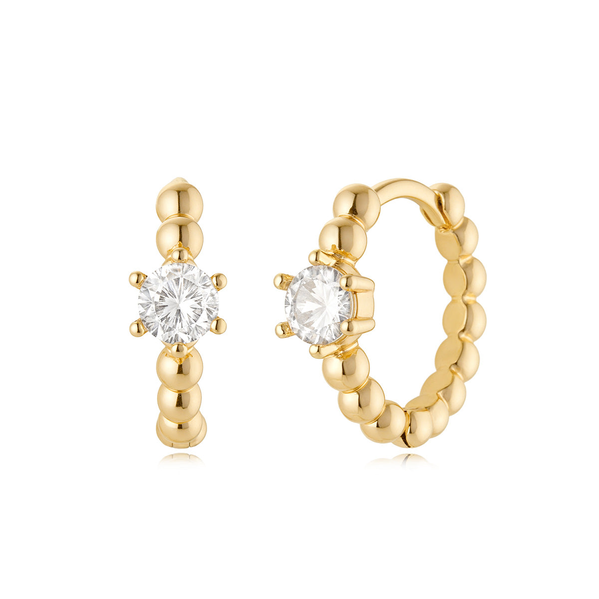 MYEARS® Single CZ Beaded Hoop Earrings in gold, elegant hoop earrings for women, perfect for everyday wear and gifting