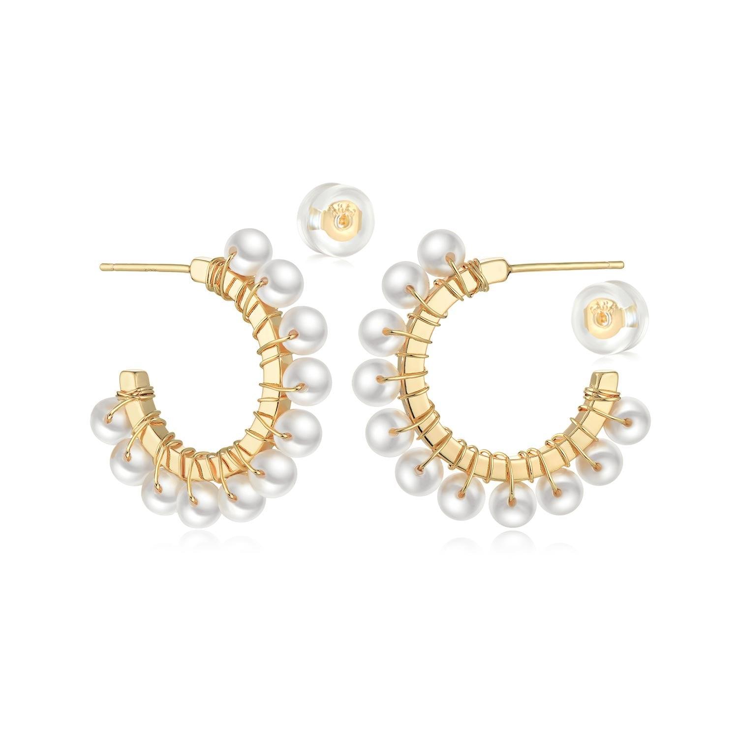 MYEARS® sun pearl beaded huggie earrings for women, elegant pearl huggie hoops with sun-inspired design, perfect jewelry gift.