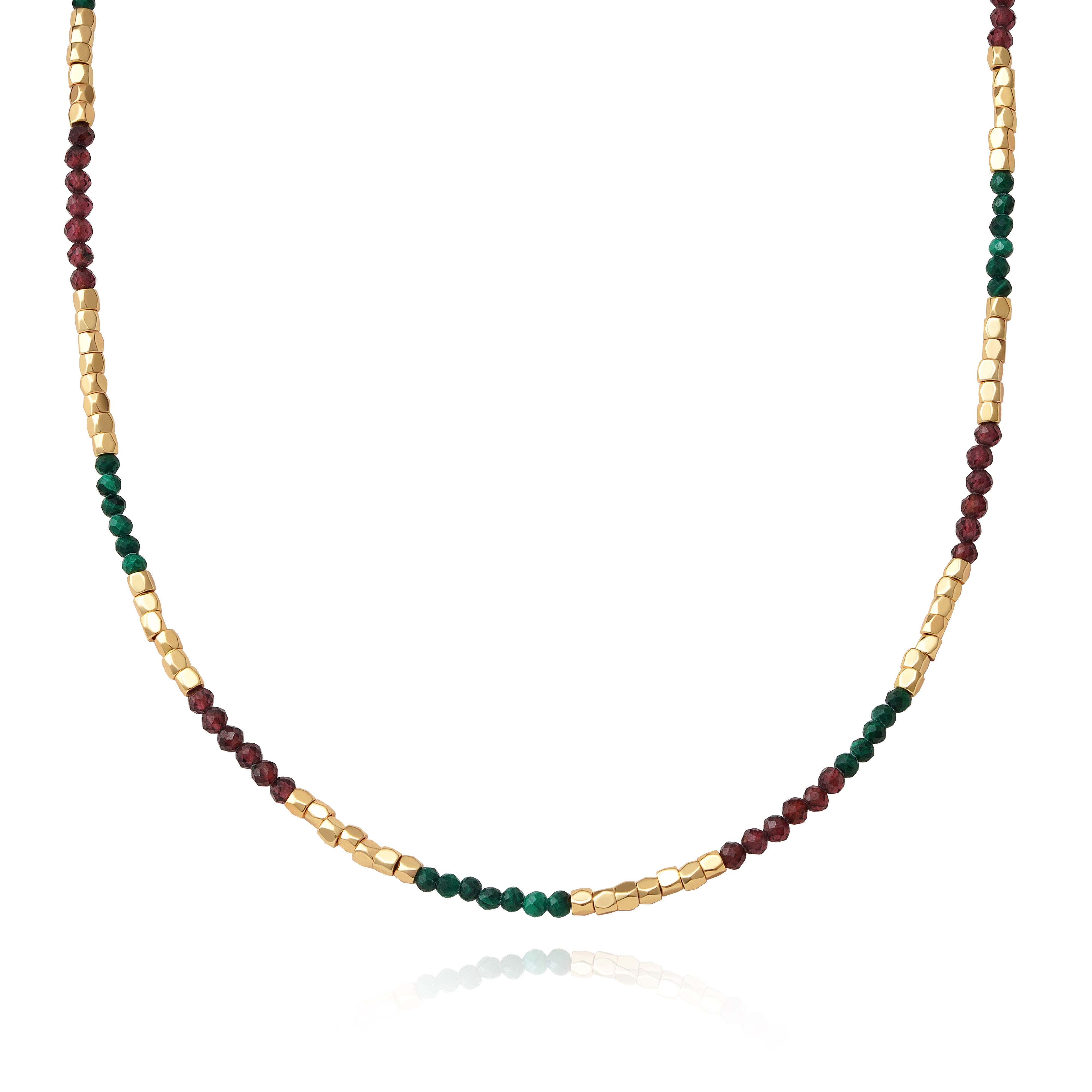 Myears® Tourmaline Beaded Choker Necklace for women, colorful gemstone beaded choker with 14K gold accents, elegant handmade jewelry