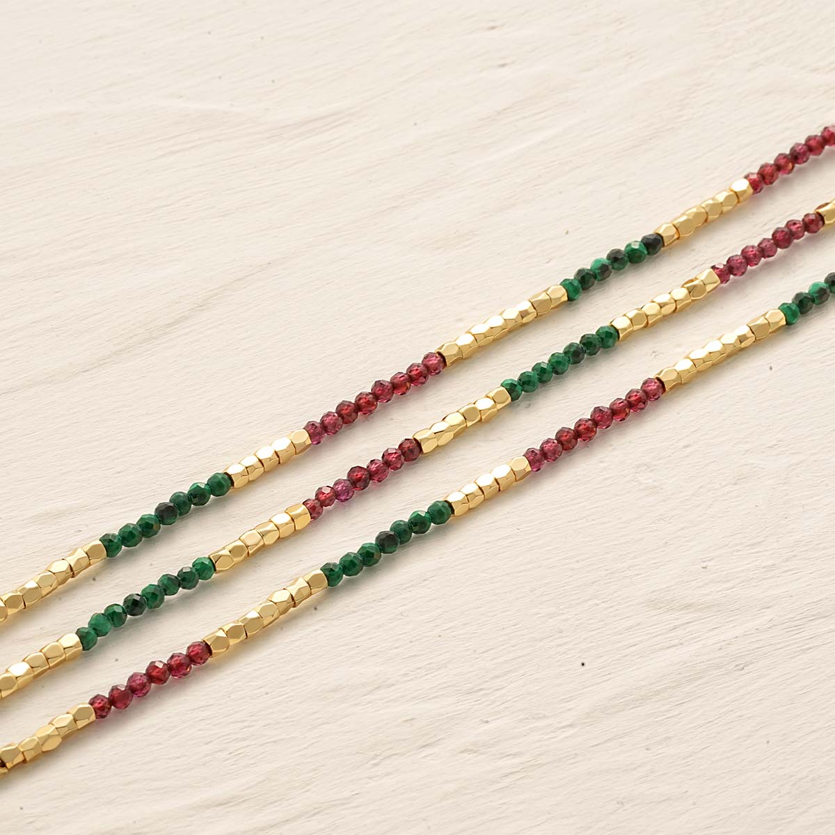 Detailed view of the Myears® Tourmaline Beaded Choker Necklace showing chain craftsmanship and black onyx accents, high-quality gemstone jewelry.