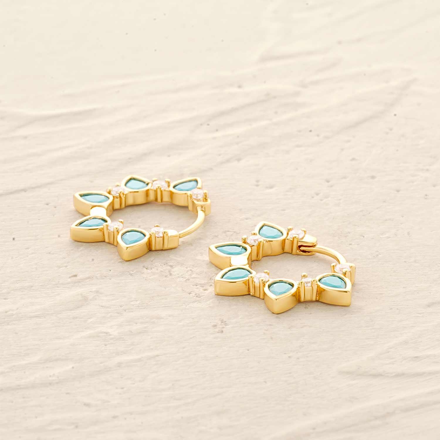 turquoise waterdrop hoop earrings set, gold hoop earrings for women, gift idea