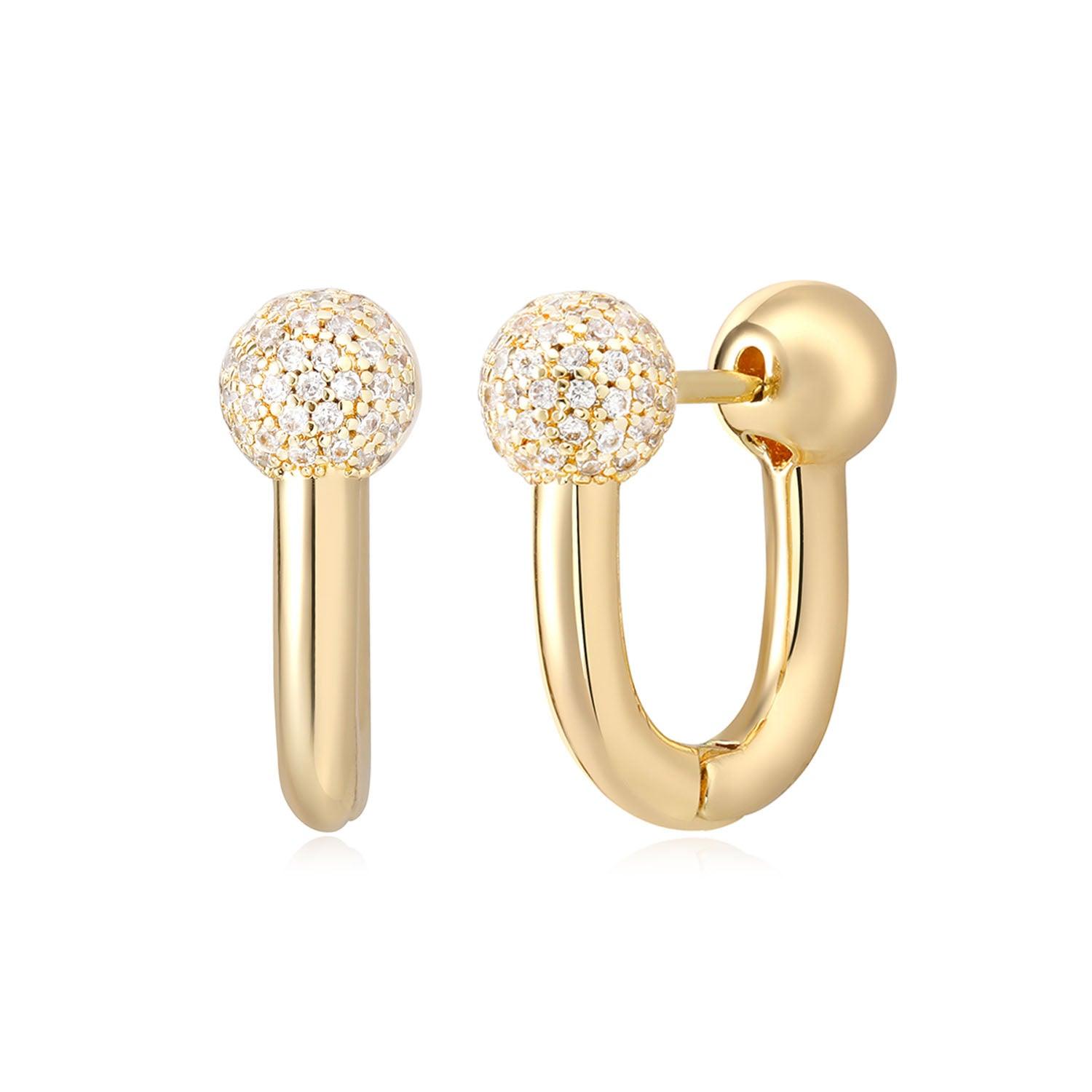 U Shaped Hoop Earrings in gold, elegant hoop earrings for women