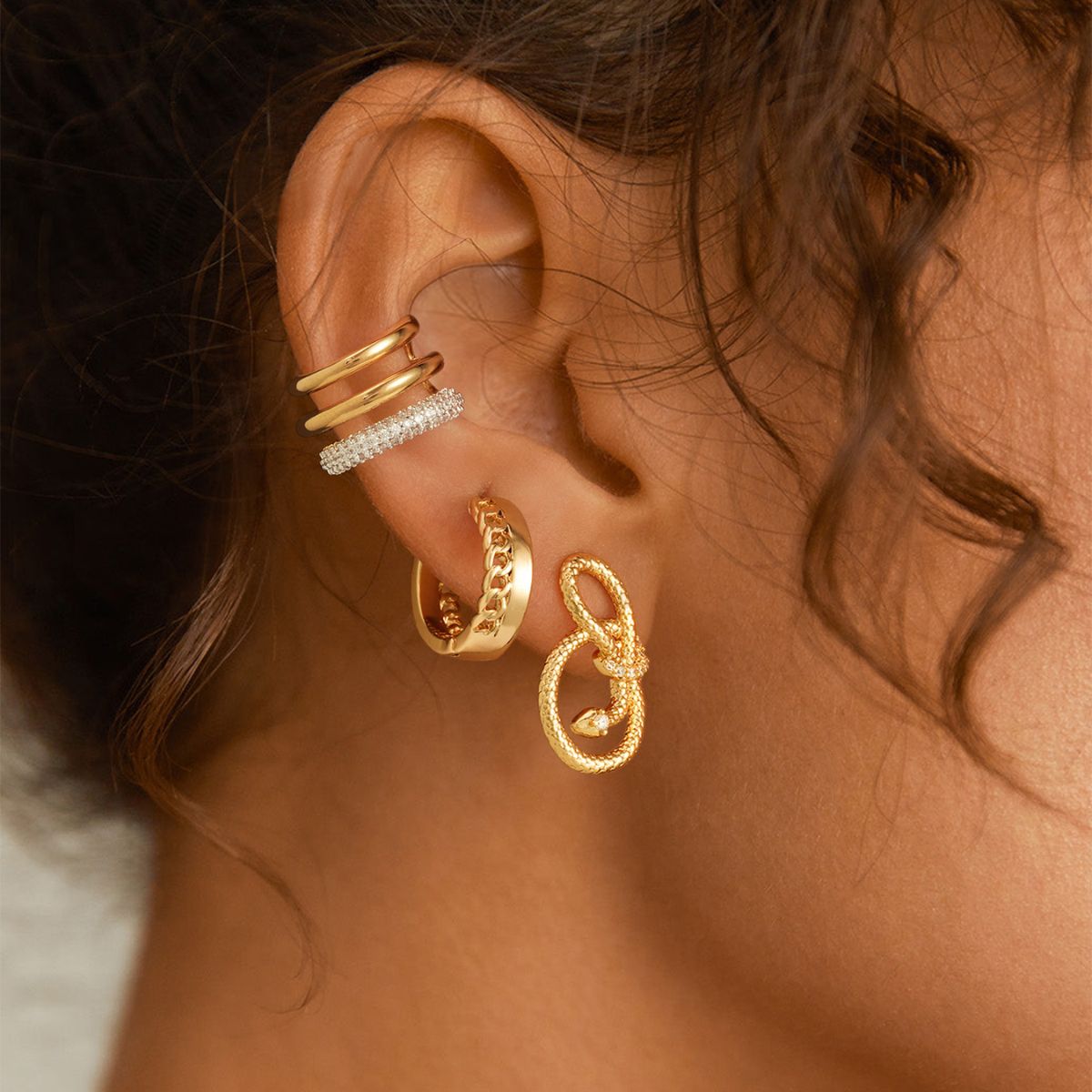 Bold Triple Hoop Ear Cuffs