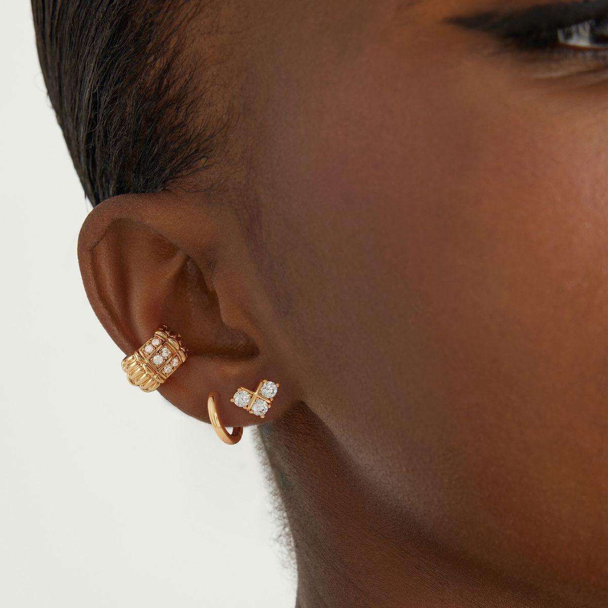 Ribbed Pave Ear Cuffs