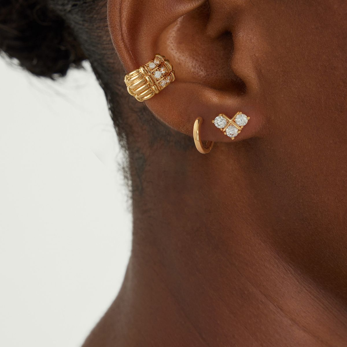 Ribbed Pave Ear Cuffs