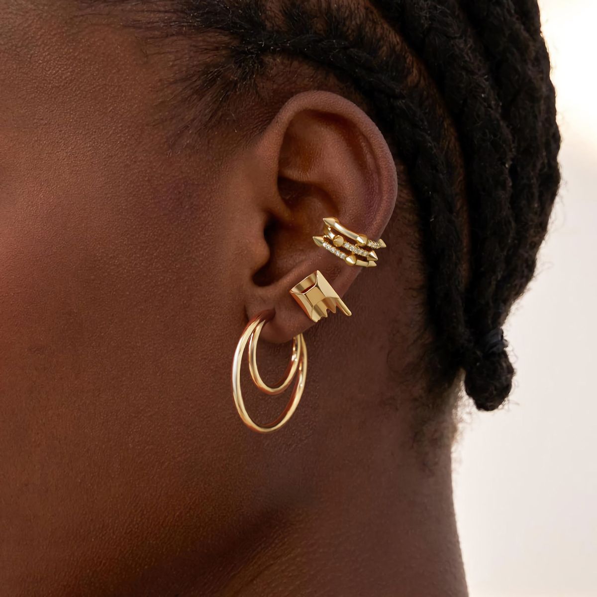 Gold Spike Ear Cuffs