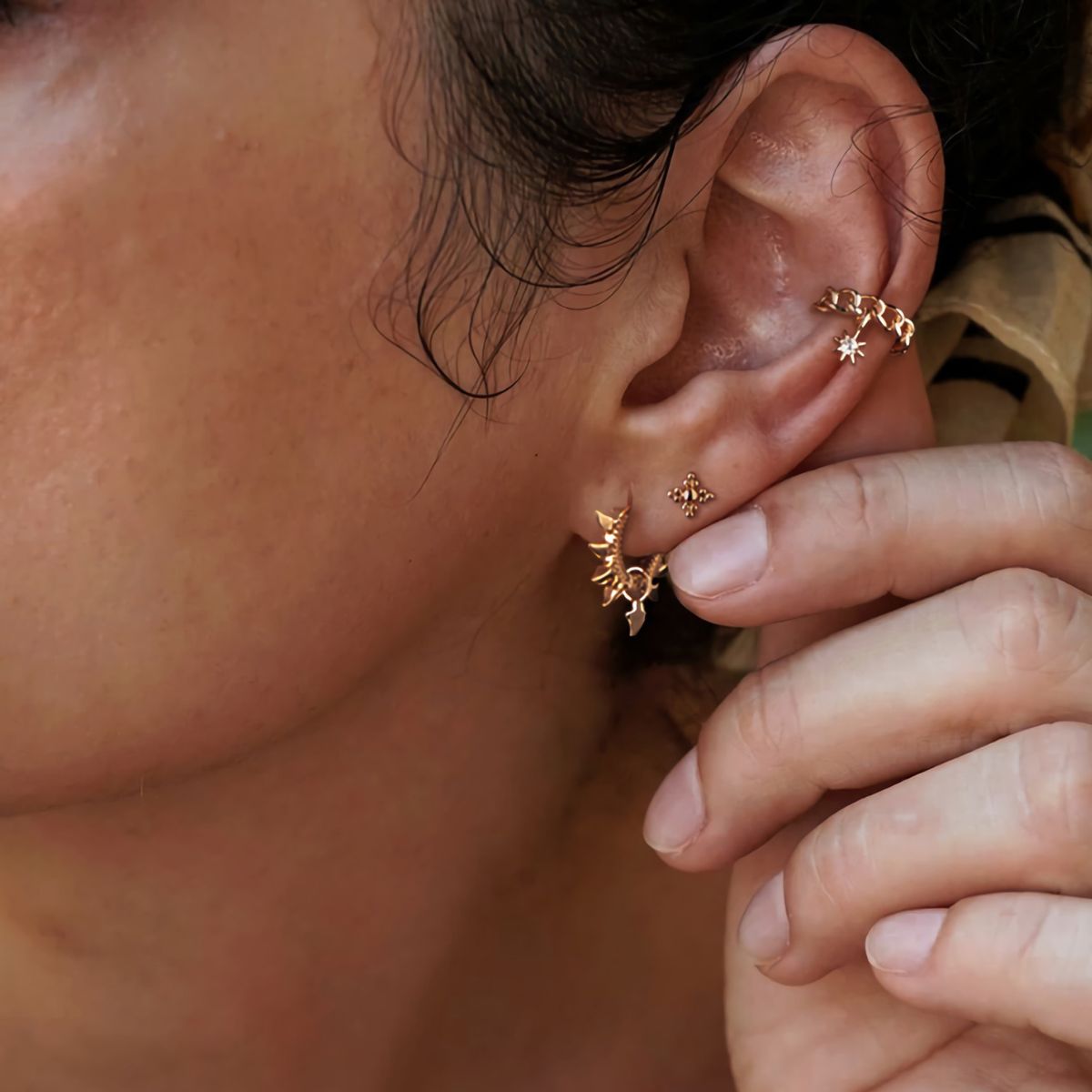 Chain Ear Cuffs with Starburst Dangle