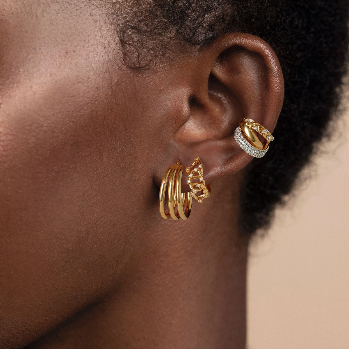 X Braided Split Pave Ear Cuffs