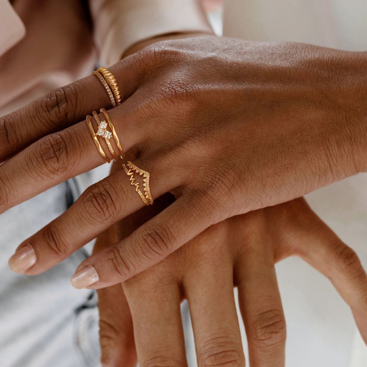 Cubic Zirconia Heart Stack Ring