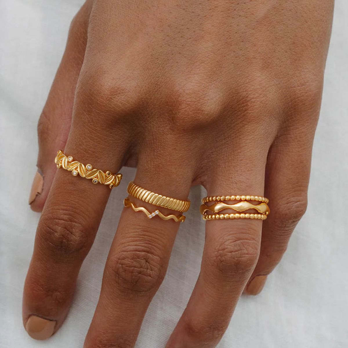 Gold Wavy Stack Ring